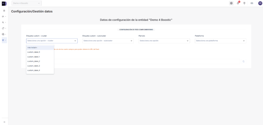 Configuración de un feed complementario para Google Merchant Center en Boostic.cloud